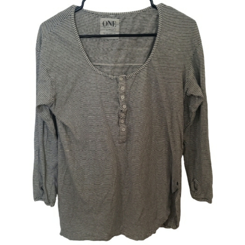 One Teaspoon Womens Striped Long Sleeve 100% Cotton Top Thumbhole XS